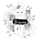 Chat mignon et fleurs &agrave; colorier